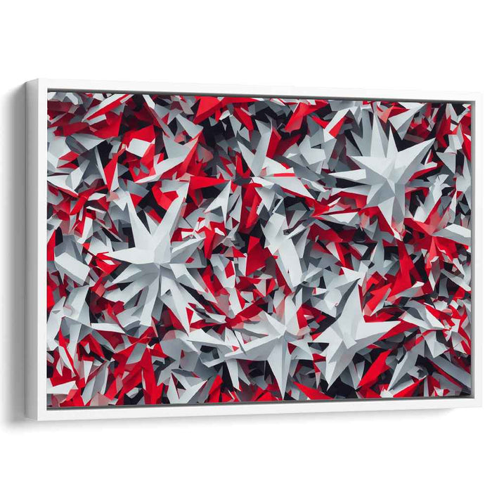 Crimson Cloud Explosion: Red and White Abstract Canvas Art Print