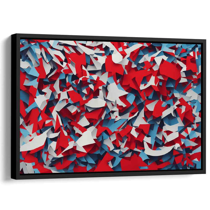 Fragmented Spectrum Dance: Abstract Cubist Red and Blue Canvas Art Print