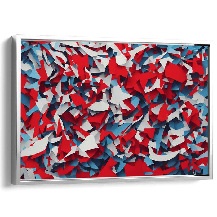 Fragmented Spectrum Dance: Abstract Cubist Red and Blue Canvas Art Print