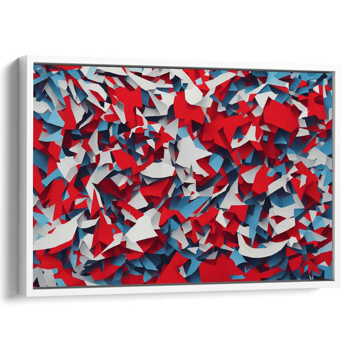 Fragmented Spectrum Dance: Abstract Cubist Red and Blue Canvas Art Print