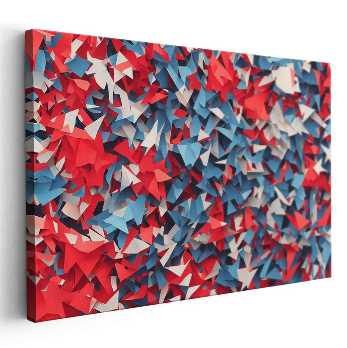 Patriotic Prism Dance: Red, White, and Blue Abstract Canvas Art