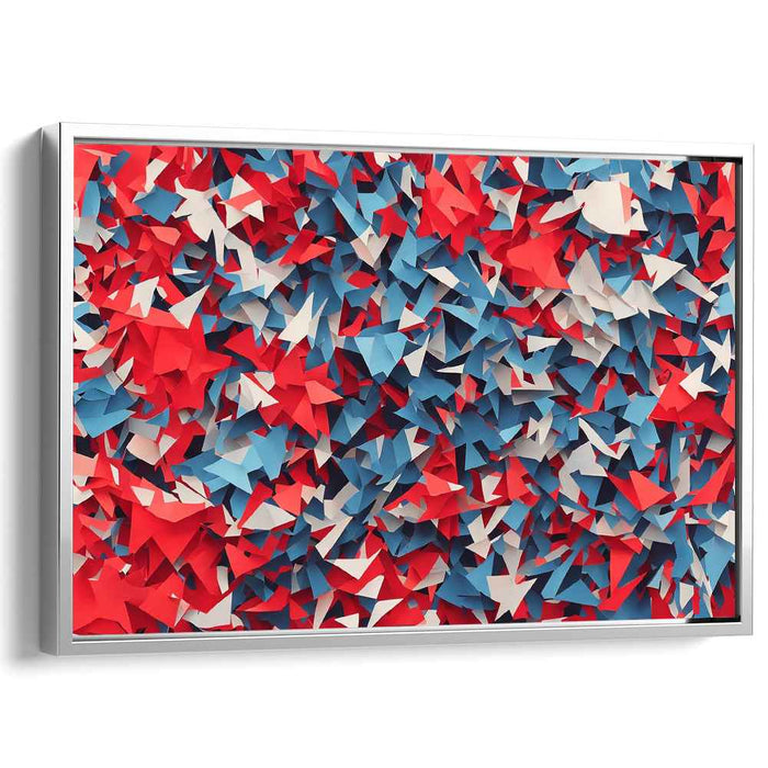 Patriotic Prism Dance: Red, White, and Blue Abstract Canvas Art