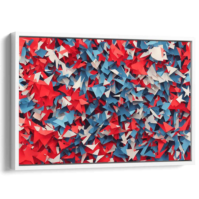 Patriotic Prism Dance: Red, White, and Blue Abstract Canvas Art
