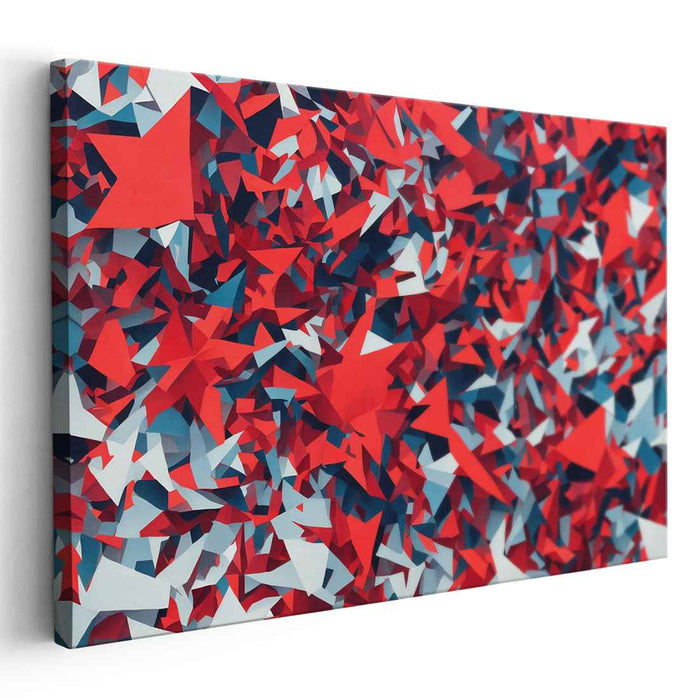 Patriotic Euphoria: Dynamic Red, White, and Blue Abstract Canvas Art