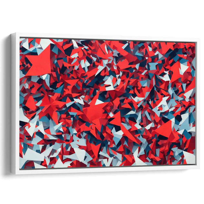 Patriotic Euphoria: Dynamic Red, White, and Blue Abstract Canvas Art
