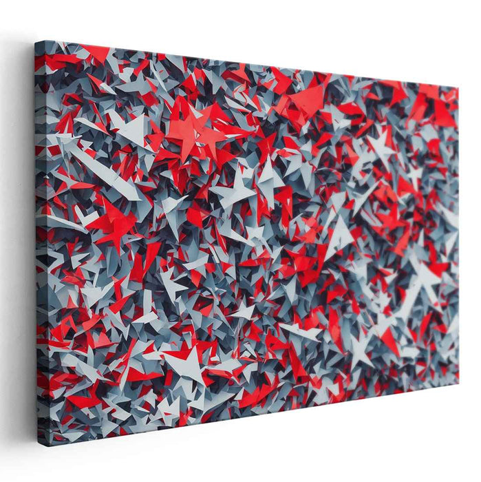 Crimson Snowfall Symphony: Red and White Abstract Canvas Art