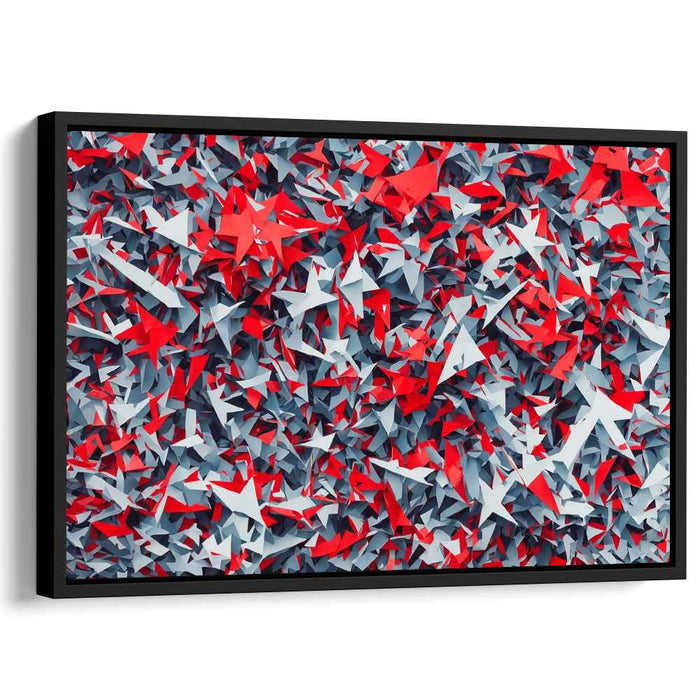 Crimson Snowfall Symphony: Red and White Abstract Canvas Art
