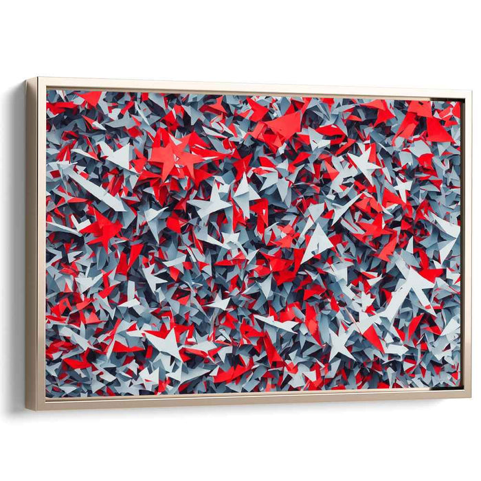 Crimson Snowfall Symphony: Red and White Abstract Canvas Art