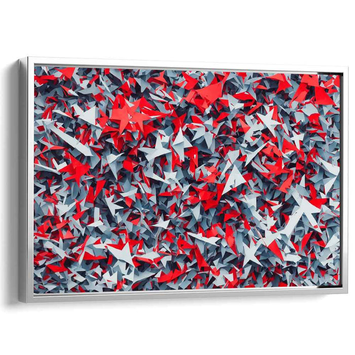 Crimson Snowfall Symphony: Red and White Abstract Canvas Art