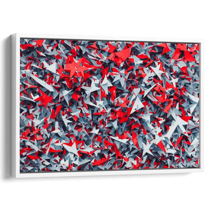 Crimson Snowfall Symphony: Red and White Abstract Canvas Art