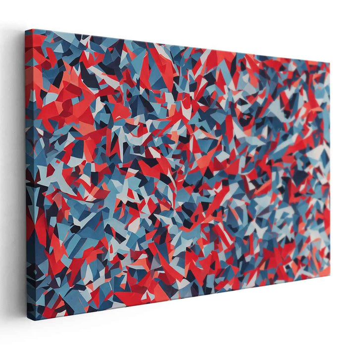 Primary Geometric Fusion: Red and Blue Cubist Canvas Art Print
