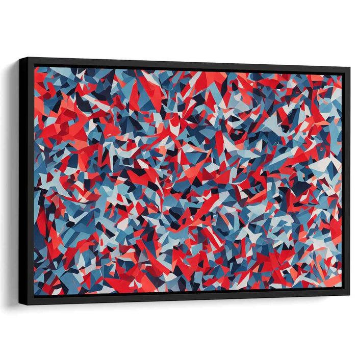 Primary Geometric Fusion: Red and Blue Cubist Canvas Art Print
