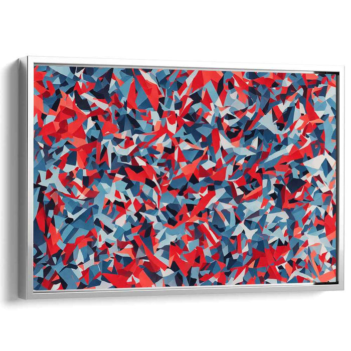Primary Geometric Fusion: Red and Blue Cubist Canvas Art Print