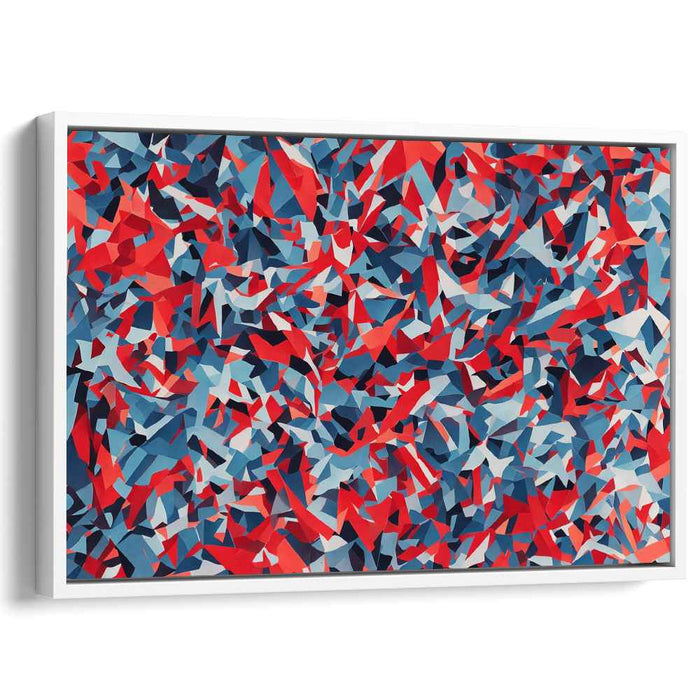 Primary Geometric Fusion: Red and Blue Cubist Canvas Art Print