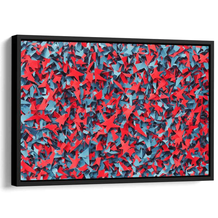 Vibrant Origami Chaos: Abstract Red and Blue Canvas Art Print