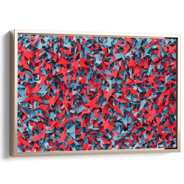 Vibrant Origami Chaos: Abstract Red and Blue Canvas Art Print
