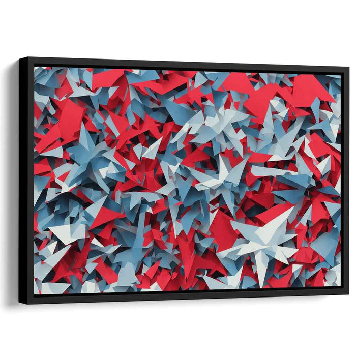 Geometric Frenzy: Bold Red, Blue, and White Abstract Canvas Art
