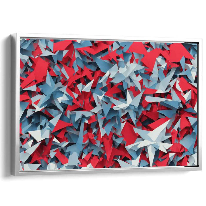 Geometric Frenzy: Bold Red, Blue, and White Abstract Canvas Art