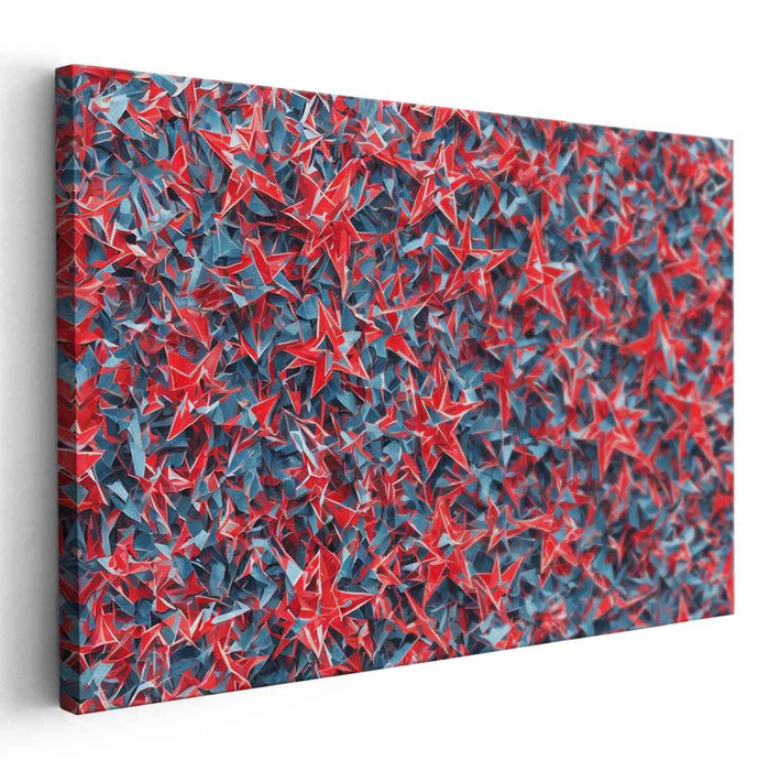 Patriotic Stars: Dynamic Red, White, and Blue Abstract Canvas Art