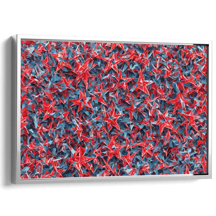 Patriotic Stars: Dynamic Red, White, and Blue Abstract Canvas Art