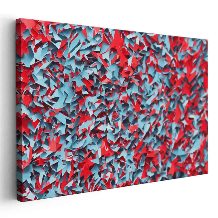 Chromatic Abstraction Collage: Abstract Red and Blue Mosaic Canvas Art