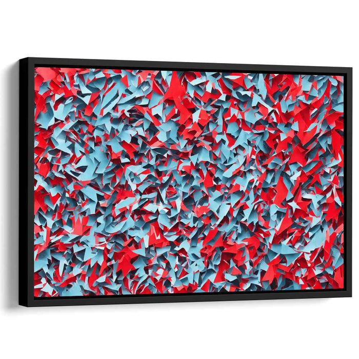Chromatic Abstraction Collage: Abstract Red and Blue Mosaic Canvas Art