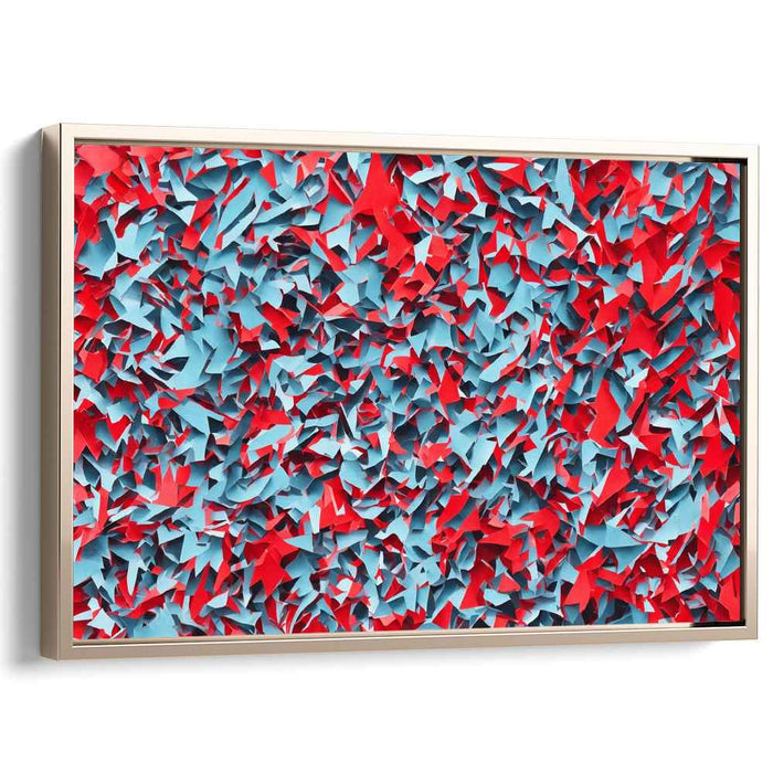 Chromatic Abstraction Collage: Abstract Red and Blue Mosaic Canvas Art