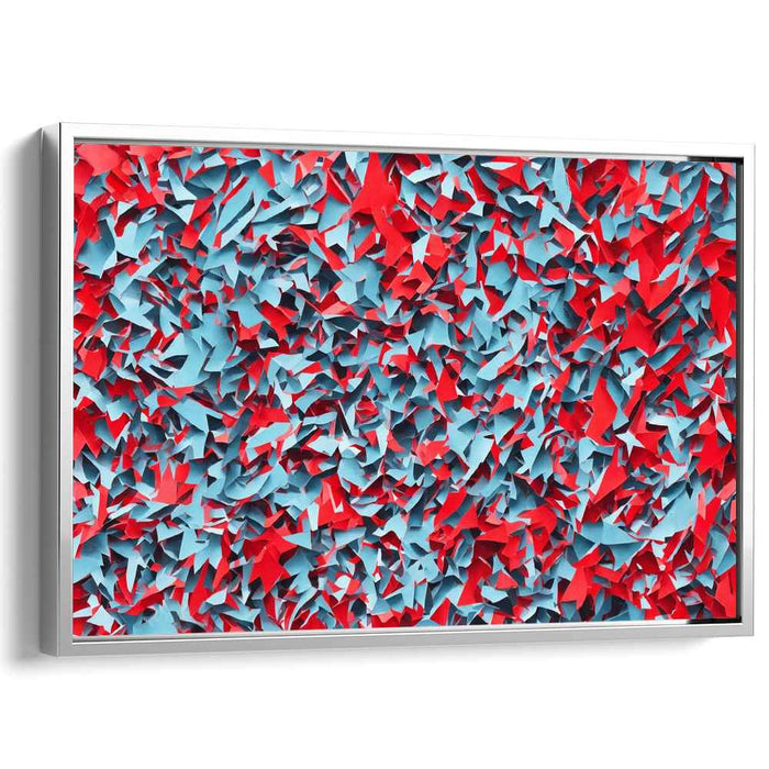 Chromatic Abstraction Collage: Abstract Red and Blue Mosaic Canvas Art
