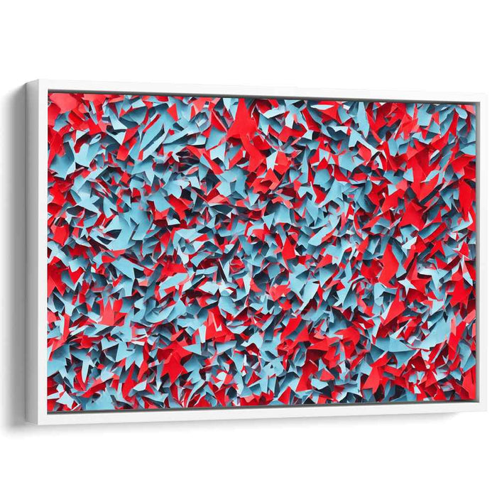 Chromatic Abstraction Collage: Abstract Red and Blue Mosaic Canvas Art