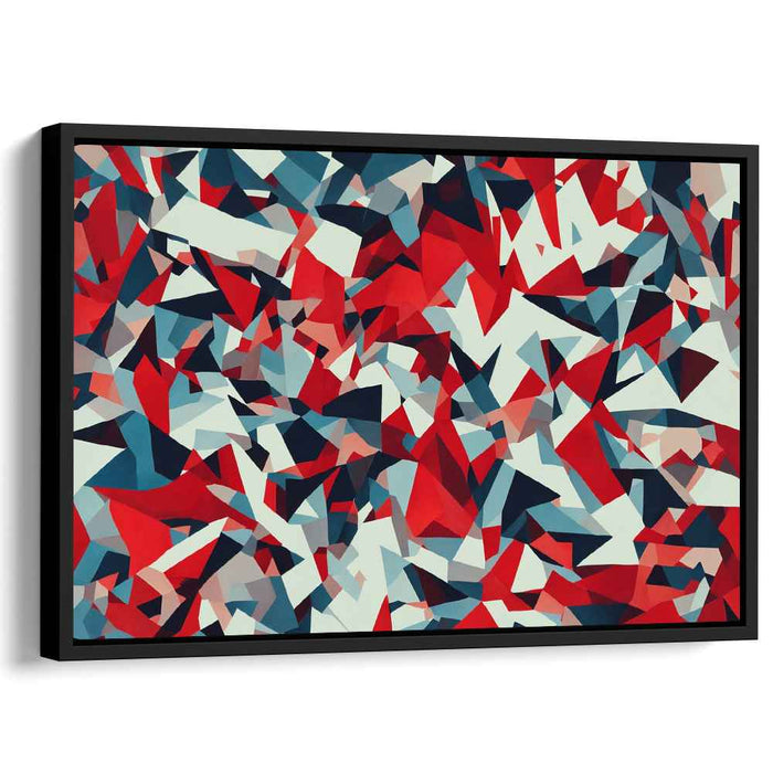 Crimson Hues Dance: Geometric Abstraction in Red and Blue Canvas Art