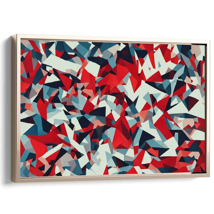 Crimson Hues Dance: Geometric Abstraction in Red and Blue Canvas Art