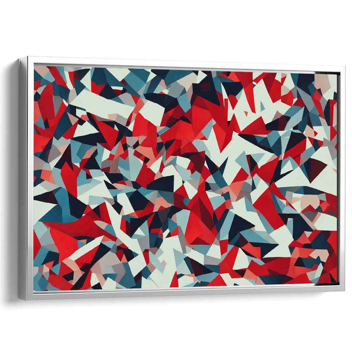 Crimson Hues Dance: Geometric Abstraction in Red and Blue Canvas Art