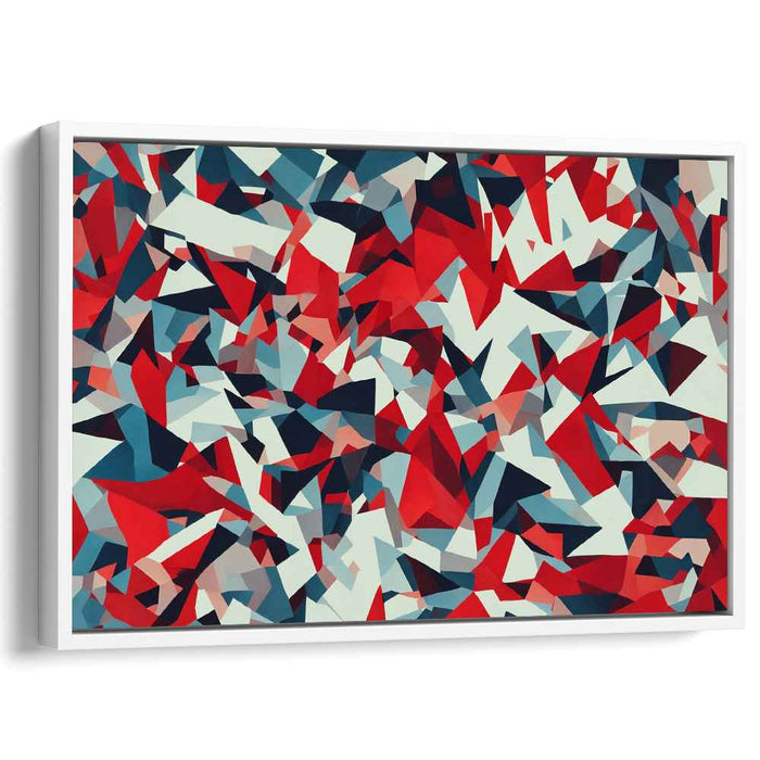 Crimson Hues Dance: Geometric Abstraction in Red and Blue Canvas Art