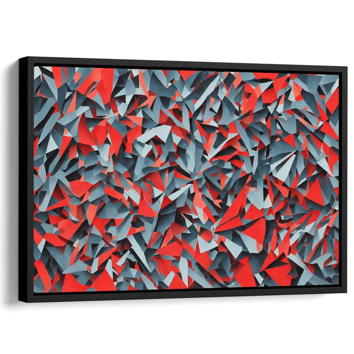 Fragments of Reality Merge: Red and Gray Cubist Canvas Art Print