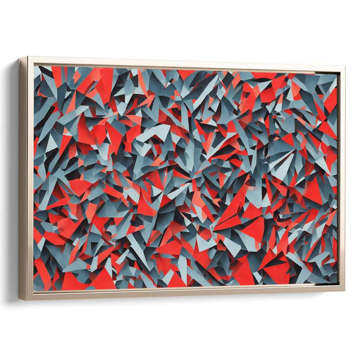 Fragments of Reality Merge: Red and Gray Cubist Canvas Art Print