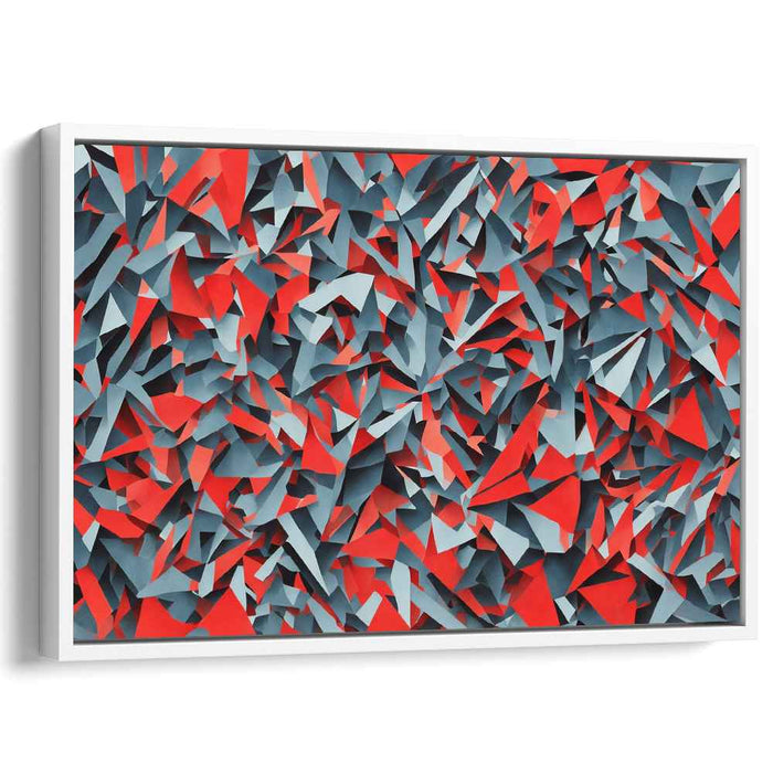Fragments of Reality Merge: Red and Gray Cubist Canvas Art Print