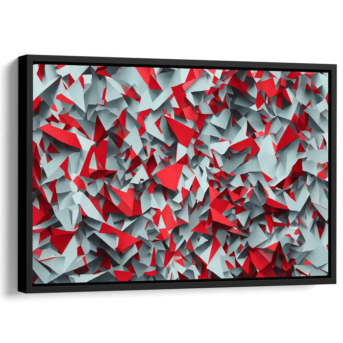Pulse of Metallic Crimson: Dynamic Red and Silver Abstract Canvas Art