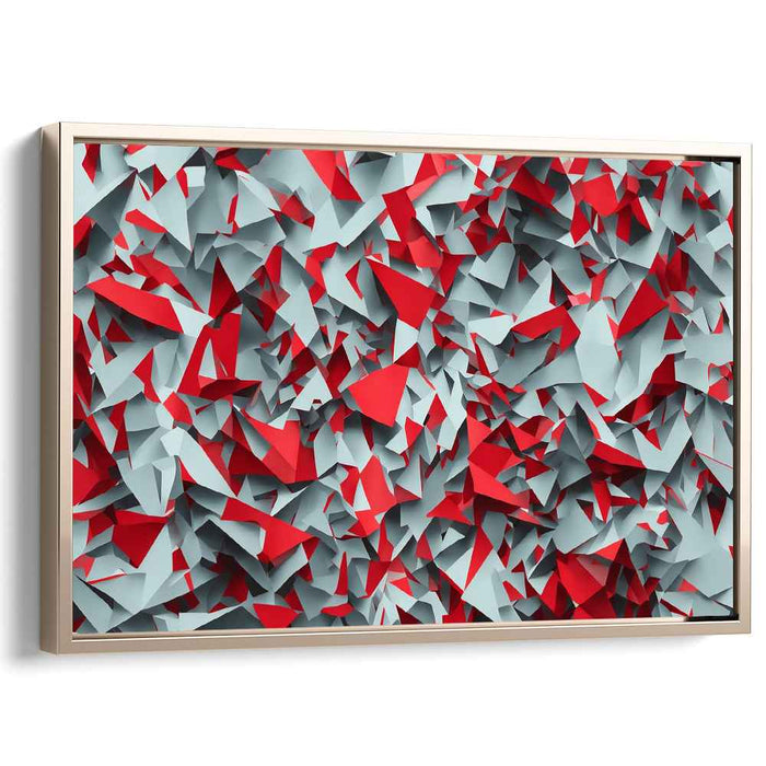 Pulse of Metallic Crimson: Dynamic Red and Silver Abstract Canvas Art