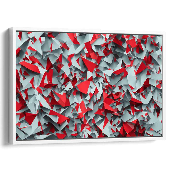 Pulse of Metallic Crimson: Dynamic Red and Silver Abstract Canvas Art