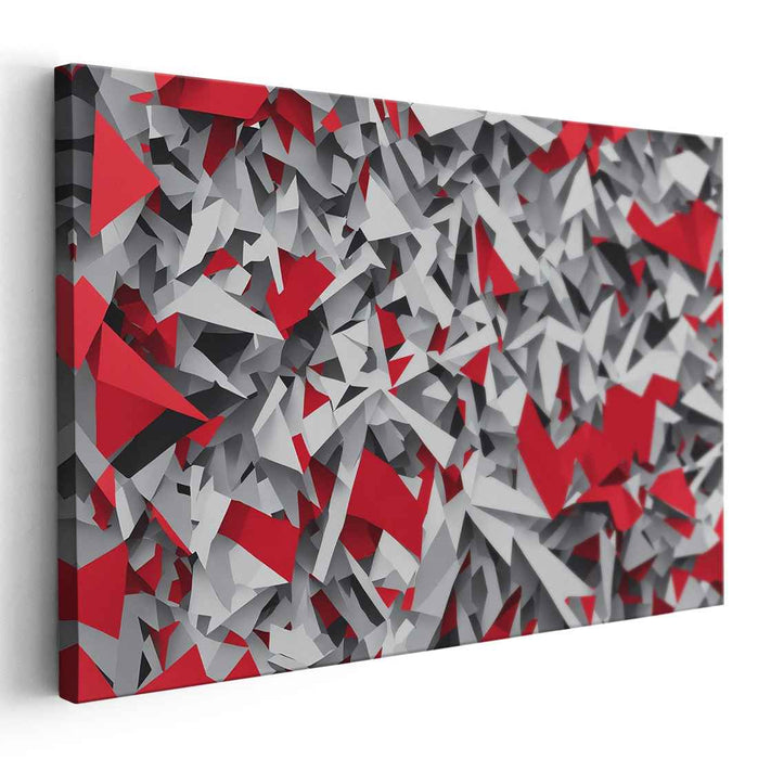 Pulsating Silence: Dynamic Red and Gray Abstract Canvas Art Print