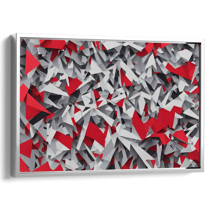 Pulsating Silence: Dynamic Red and Gray Abstract Canvas Art Print