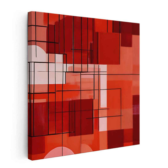 Crimson Shadows Dance Freely: Bold Red and Black Abstract Canvas Art Print
