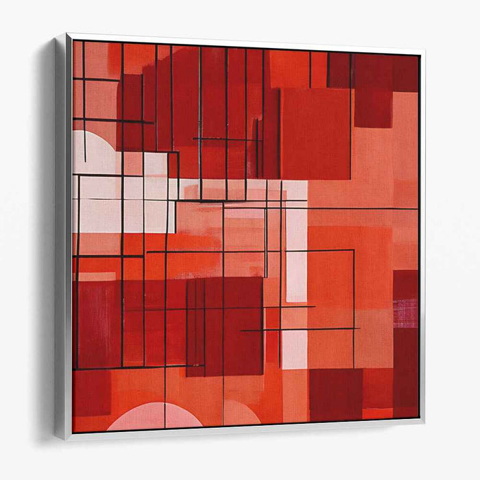 Crimson Shadows Dance Freely: Bold Red and Black Abstract Canvas Art Print