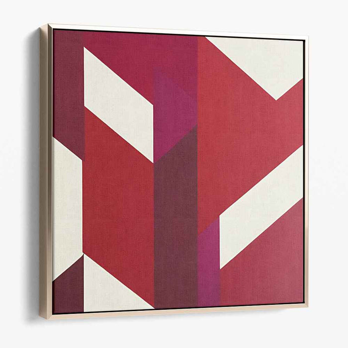 Crimson Frost Melody: Abstract Red and White Canvas Art Print