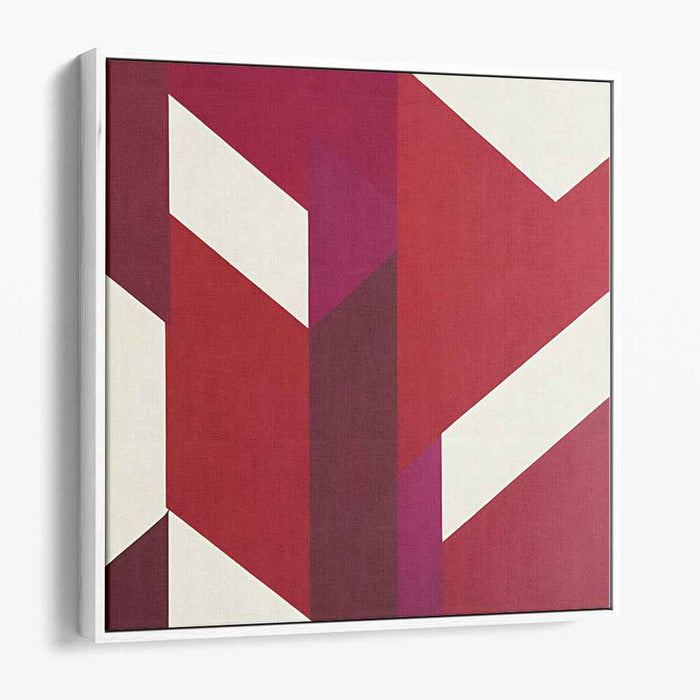 Crimson Frost Melody: Abstract Red and White Canvas Art Print