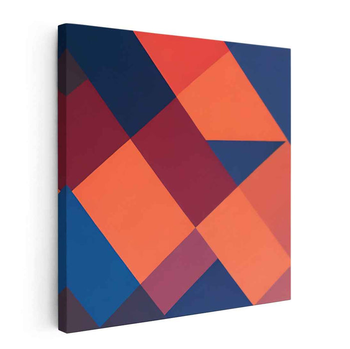 Modern Geometric Elegance: Abstract Navy and Orange Color Gradient Canvas Art