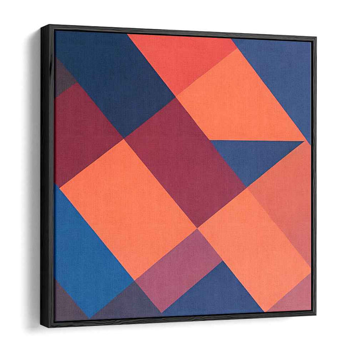 Modern Geometric Elegance: Abstract Navy and Orange Color Gradient Canvas Art