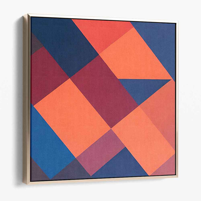 Modern Geometric Elegance: Abstract Navy and Orange Color Gradient Canvas Art