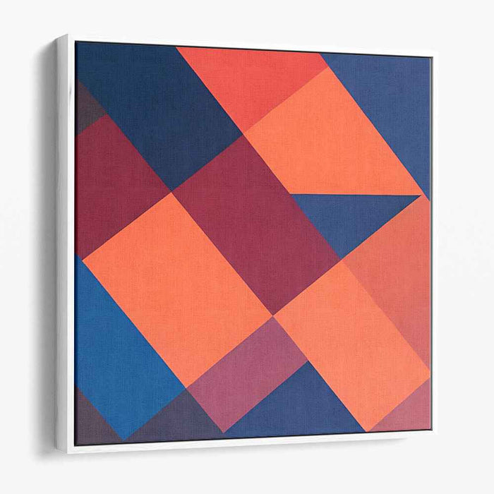 Modern Geometric Elegance: Abstract Navy and Orange Color Gradient Canvas Art