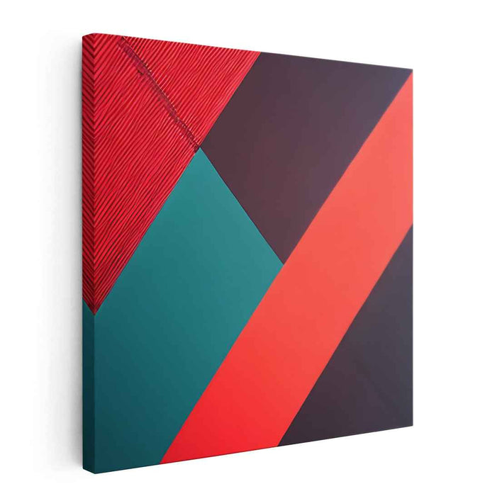 Bold Intersections: Geometric Abstract Red and Black Canvas Art Print